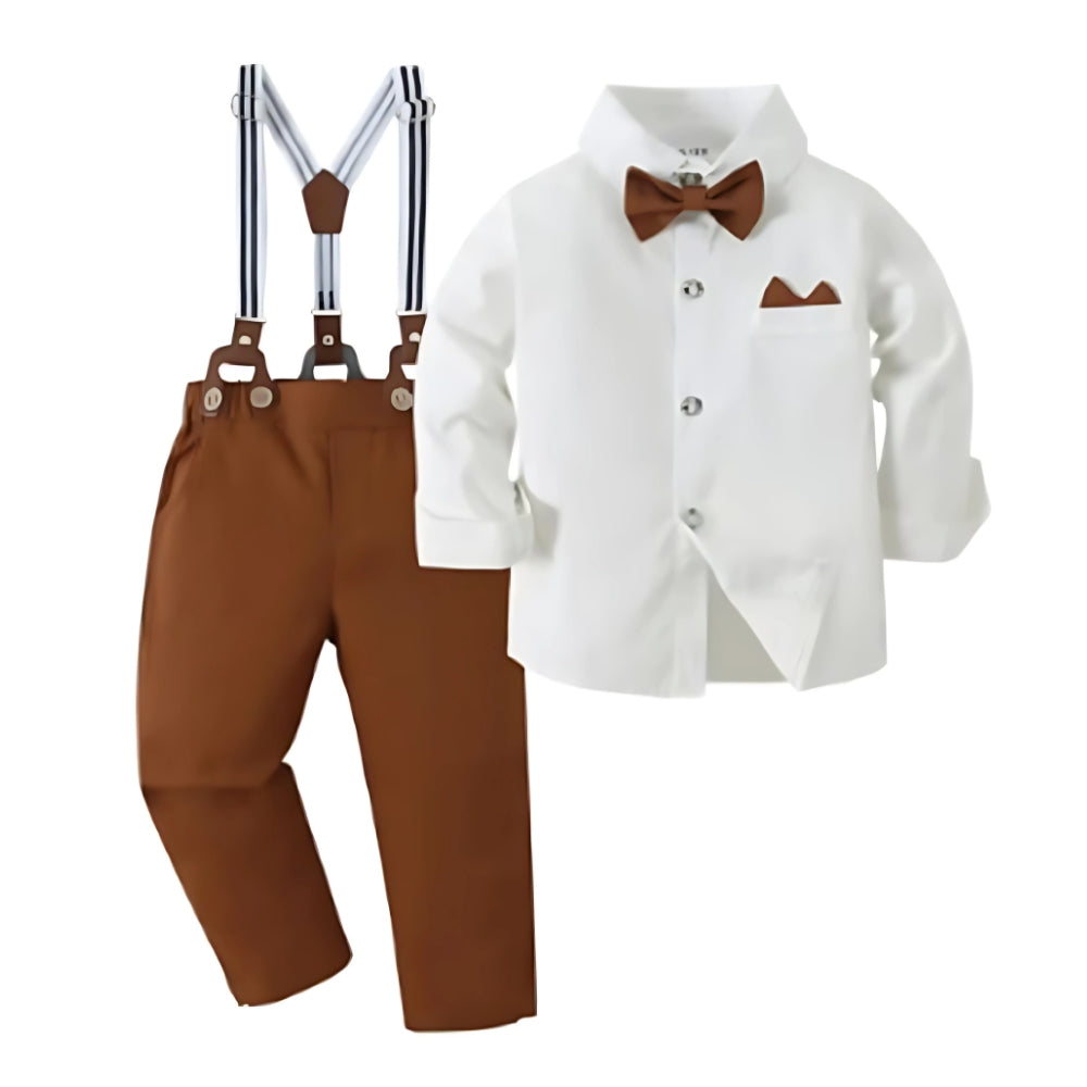 Boys Formal Bow Tie Shirt & Suspender Pants Set