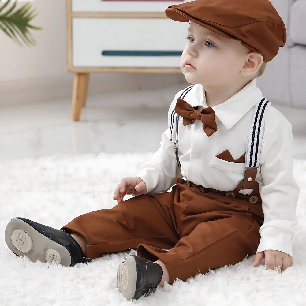 Boys Formal Bow Tie Shirt & Suspender Pants Set