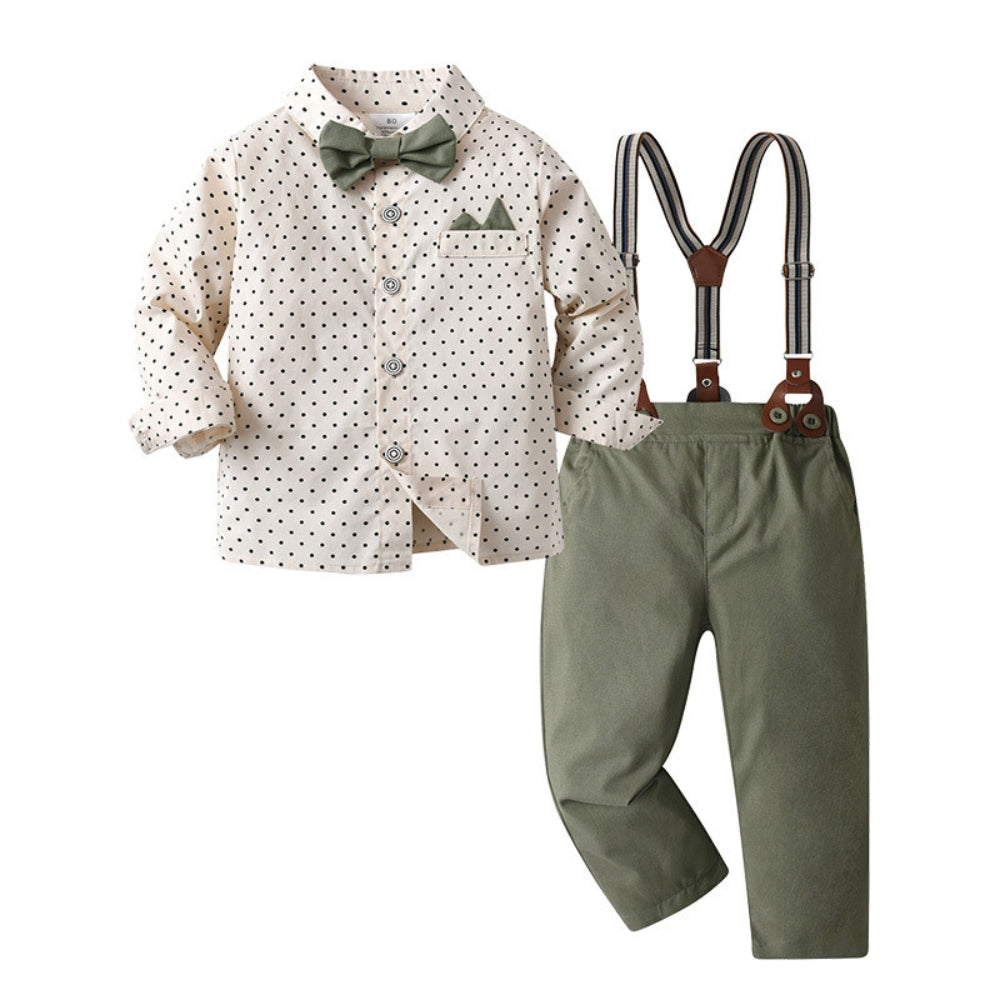 Boys Formal Bow Tie Shirt & Suspender Pants Set