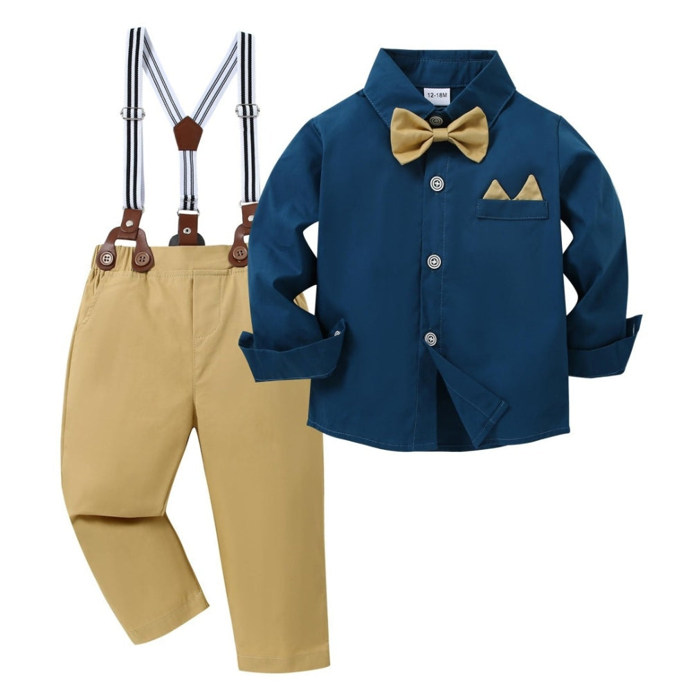 Boys Formal Bow Tie Shirt & Suspender Pants Set