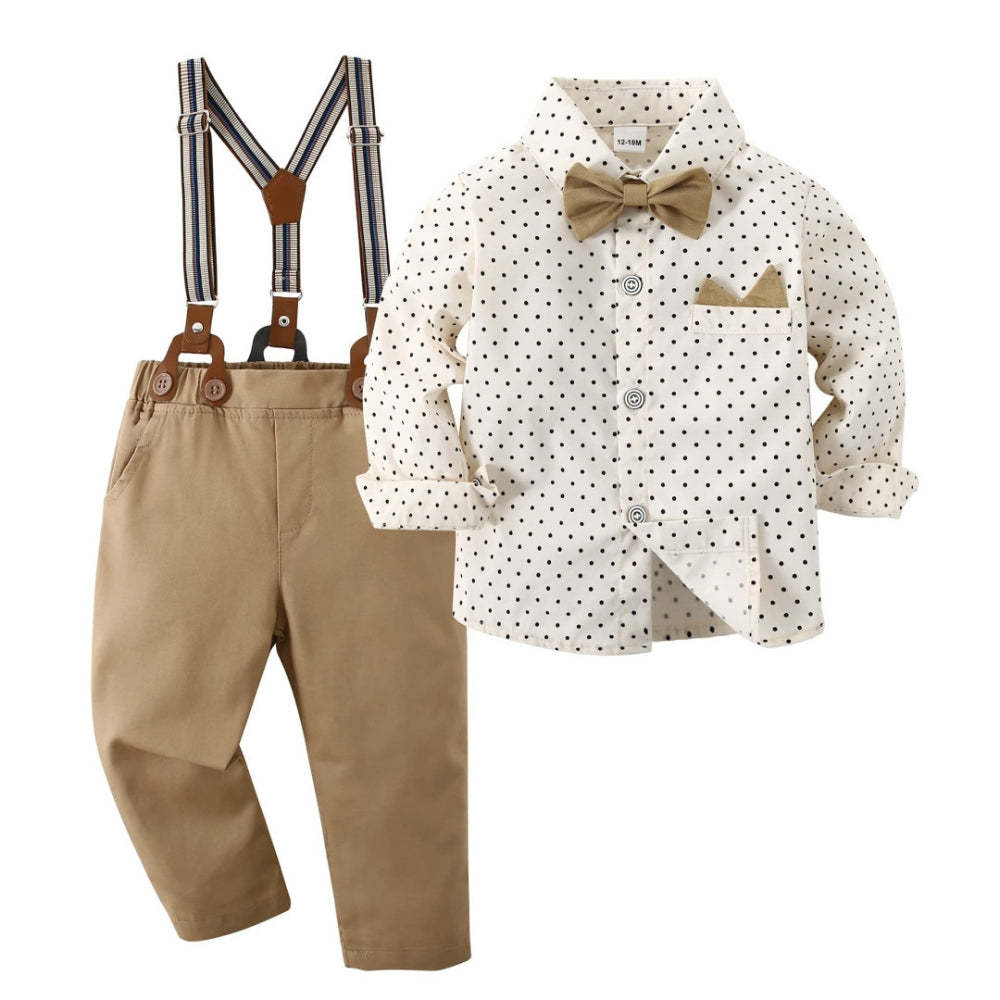 Boys Formal Bow Tie Shirt & Suspender Pants Set